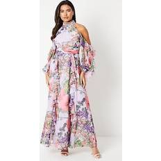 Evening Gowns - Florals Dresses Coast printed high neck open shoulder blouson sleeve maxi dress