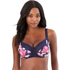 Amoureuse Plus Women's Lace-Trim Underwire Bra in Navy Rose Size C