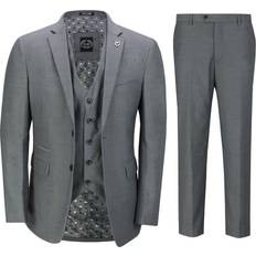 Men - XXL Suits Xposed Men's Smart Formal Retro Tailored Fit Jacket Suit 3-Piece - Grey