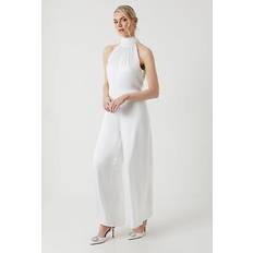 White Jumpsuits & Overalls Coast satin mix chiffon halterneck bridal jumpsuit