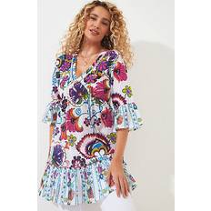 Joe Browns Floral Printed Beaded Tunic Top White/Multi, Multi, 18, Women