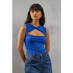 Polyamide Blouses Warehouse cut out twist front jersey body fit top