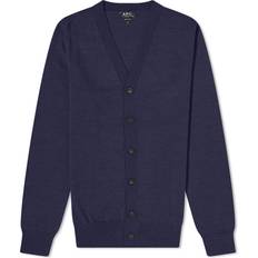 Men - Wool Cardigans A.P.C. Men's Samuel Knit Cardigan Dark Navy