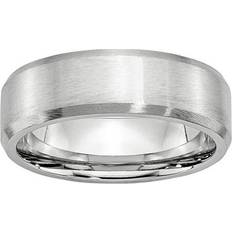 Chisel Cobalt Beveled Edge Satin Wedding Band Ring Grey