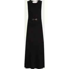 Gabriela Hearst Meier Cashmere-Blend Ribbed Knit Maxi Dress with Belt BLACK X-SMALL