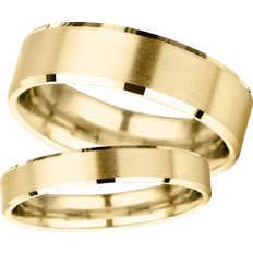 Goldsmiths D Shape Heavy Polished Chamfered Edges With Matt Centre Wedding Ring - Gold