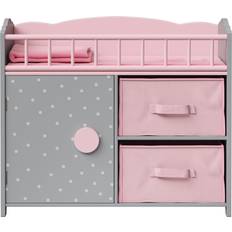 Teamson Kids Olivia's Little World Polka Dots Princess Baby Doll Crib with Storage Closet & Drawers