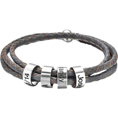 Name Beads Braid Bracelet - Silver/Black