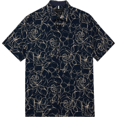 Ted Baker Tops Ted Baker Cavu Short Sleeve Printed Cotton Shirt - Navy