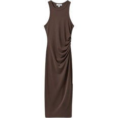 L - Midi Dresses - Solid Colours Reiss Lola Ruched Jersey Bodycon Midi Dress - Mocha
