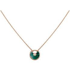 Cartier Necklaces Cartier Womens Pink Amulette de 18ct Rose-gold, Malachite and Diamond Necklace