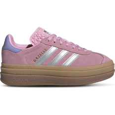Pink Trainers Children's Shoes Adidas Junior Gazelle Bold - True Pink/Silver Metallic/Light Purple