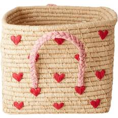 Rice Raffia Storage Basket Hearts