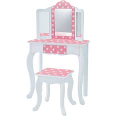 Pink Table Teamson Kids Gisele Dressing Table with Stool Dots