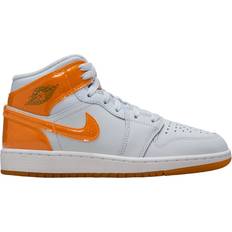 Nike Air Jordan 1 Mid SE GS - Football Grey/Pine Green/White/Orange Peel