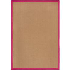 Dunelm Herringbone Jute Border Brown, Pink 200x290cm