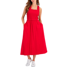 Tommy Hilfiger Women's Square Neck Cotton A Line Dress - Scarlet