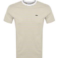 Lacoste Beige T-shirts Lacoste Stripe T Shirt White