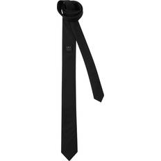 Men - Polyester Ties Hugo Jacquard-woven tie with metallic stacked-logo trim Black