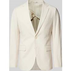 Beige - Men Suits Mango Striped seersucker cotton slim-fit suit blazer beige Men