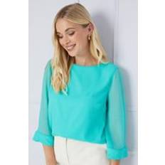 Wallis Petite 3/4 Sleeve Hotfix Cuff Overlay Top Turquoise