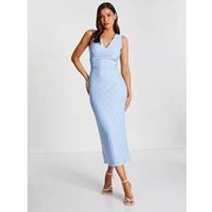 Blue - Tennis Dresses Quiz Embroidered Bodycon Midaxi Dress Light Blue