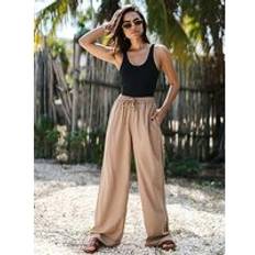 Chelsea Peers Linen-Blend Wide Leg Trousers Beige 6,8,10,12,14,16,18,20,22