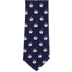 Blue - Men Ties Navy santa claus polyester tie