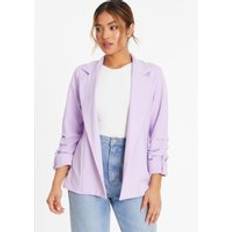 Slim - Women Blazers Quiz Petite Ruched Sleeve Tailored Blazer Lilac