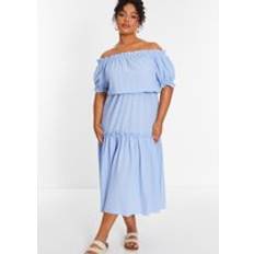 Blue - Short Dresses Quiz Curve Textured Bardot Midaxi Dress Blue