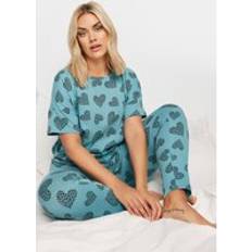 Polyester Pyjamas Yours Cluster Heart Print Pyjama Set Blue