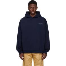 Marni Navy Print Hoodie FLB95 BLUE KYANITE IT