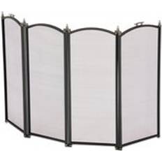 Fireplace Screens Oypla 4 Panel Fire Screen Spark Guard Black One Size