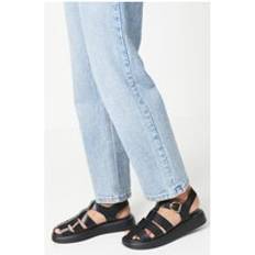 Faith Hazel Low Wedge Fisherman Sandals Black