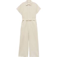 Slim - Women Jumpsuits & Overalls Mango Belt Long Jumpsuit - Ecru