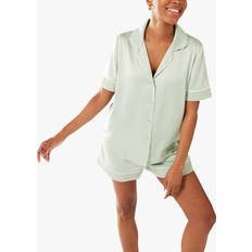 Green Pyjamas Chelsea Peers Satin Classic Pyjama Shorts Set