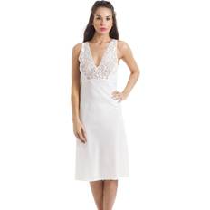 White Nightgowns Camille Classic Lace Chemise Full Slip Ivory