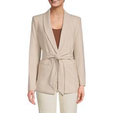 Calvin Klein Beige Blazers Calvin Klein Women's Collarless Belted Blazer Beige