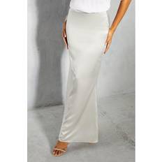 Sequins Skirts Misspap Metallic Satin High Waisted Fishtail Maxi Skirt Silver