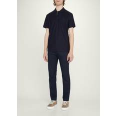 Burberry Men Polo Shirts Burberry Branded Circle Logo Coal Blue Polo Shirt