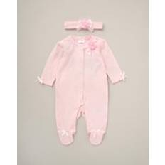 Rock A Bye Baby Ribbon Detail All-In-One and Headband Outfit Set Baby Pink 0-3