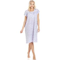 Blue - Women Nightgowns Camille Blue, S Floral Short Sleeve Nightdresses