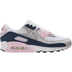 Nike Men - Pink Shoes Nike Air Max 90 M - White/Pink Foam/Armory Navy/Wolf Grey