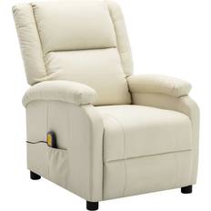 vidaXL Massage Recliner Cream White Faux Leather