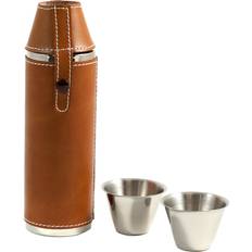 Bey-Berk 10Oz Stainless Steel Tan Cylinder Hip Flask