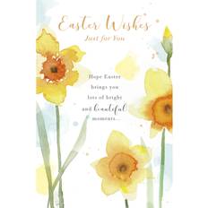 UK Greetings Easter wishes for you watercolour daffodil easter card traditional card