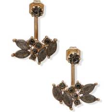 Lonna & Lilly Gold-Tone Pave Crackled Stone Floater Earrings Dark Gray ONE SIZE