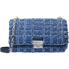 Michael Kors Tribeca Large Frayed Denim Shoulder Bag - Denim