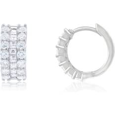 The Lovery Baguette and Round Diamond Row Huggie Hoop Earrings