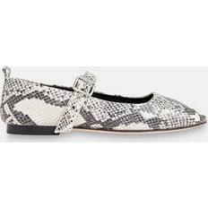 Whistles Elba Leather Snake Print Ballet Pumps, White/Multi